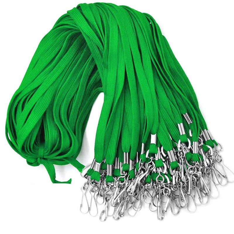 Beebel Lanyards 100 Pack Green Lanyards with Swivel Hook Clips for ID Name Badge Holder - Image 1